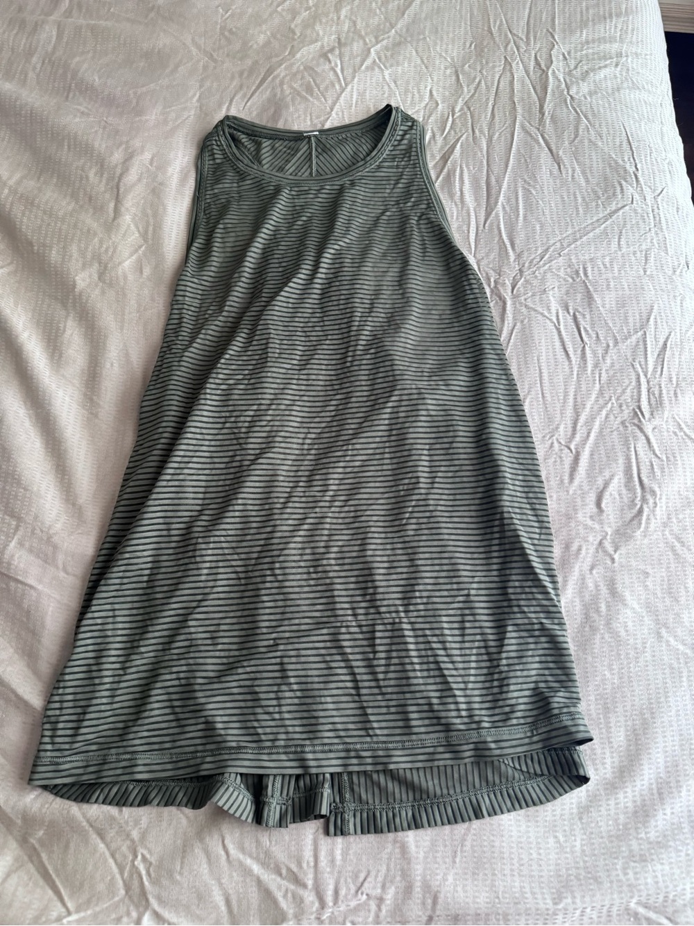 lululemon athletica Olive Green Striped High-Neck Tank